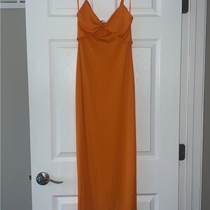 Zara Orange Cut Out Midi Dress
